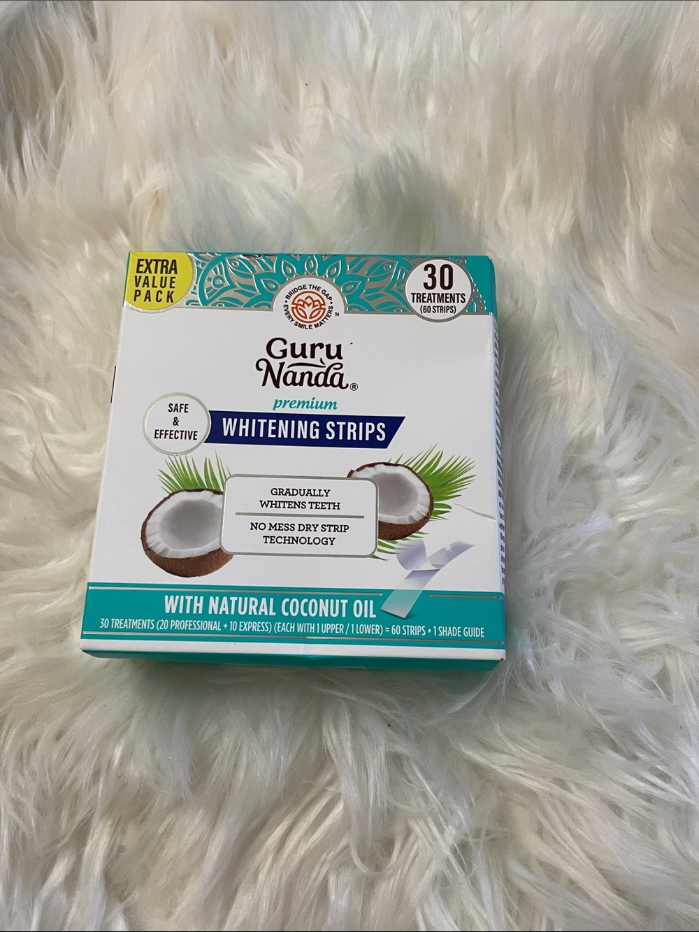 Premium Whitening Strips with Natural Coconut Oil - White/Teal